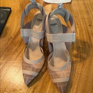 Fendi Colibri FF mesh sling back heels